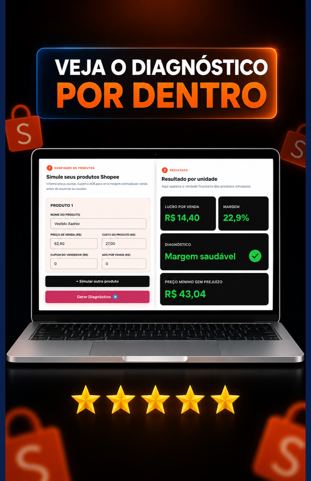 diagnóstico shopee,calculadora de lucro shopee,calculadora shopee,lucro shopee,margem de lucro shopee,precificação shopee,preço de venda shopee,como calcular l ( (3)